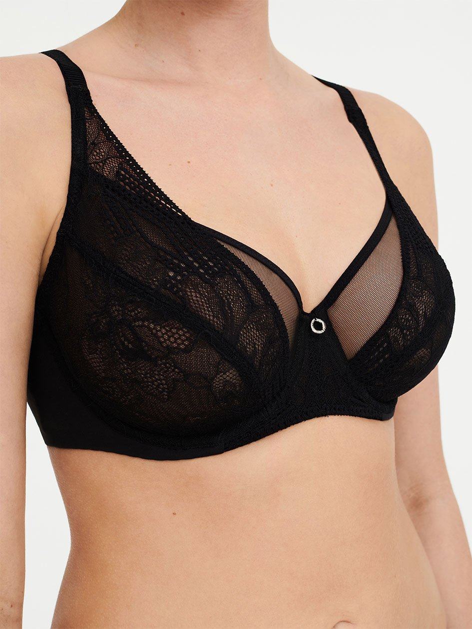 Black Women Chantelle Naya Lace Underwire Unlined Bra | JZE7329TS