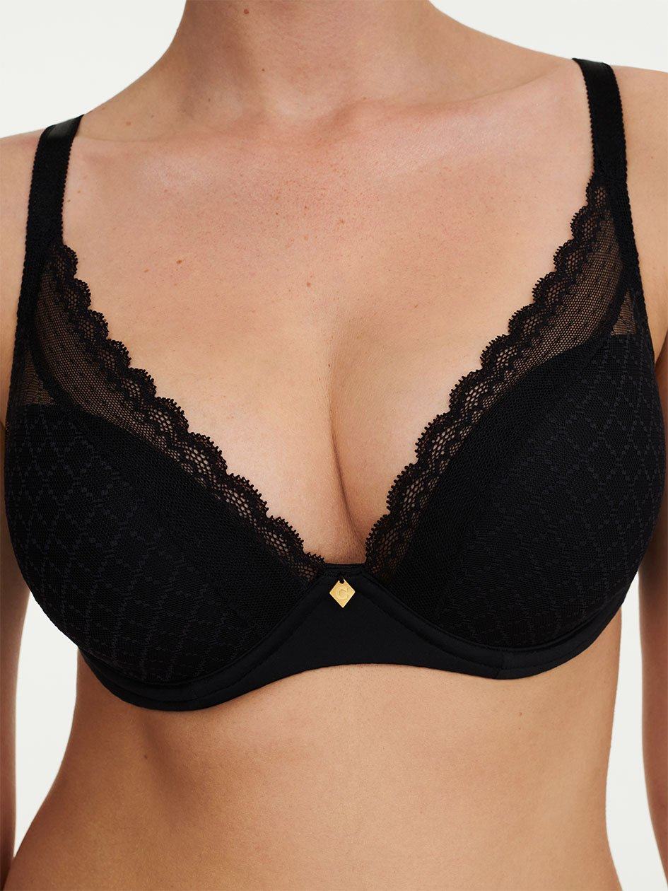 Black Women Chantelle Norah Chic Plunge T-Shirt Bra | ZPN1795OW