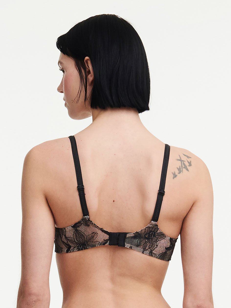 Black Women Chantelle Orchids Push-up Plunge Bra | YYE902WX