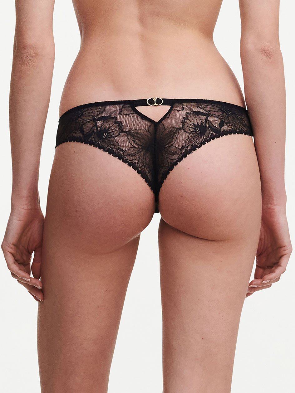 Black Women Chantelle Orchids Thong Panty | ZOK431AM