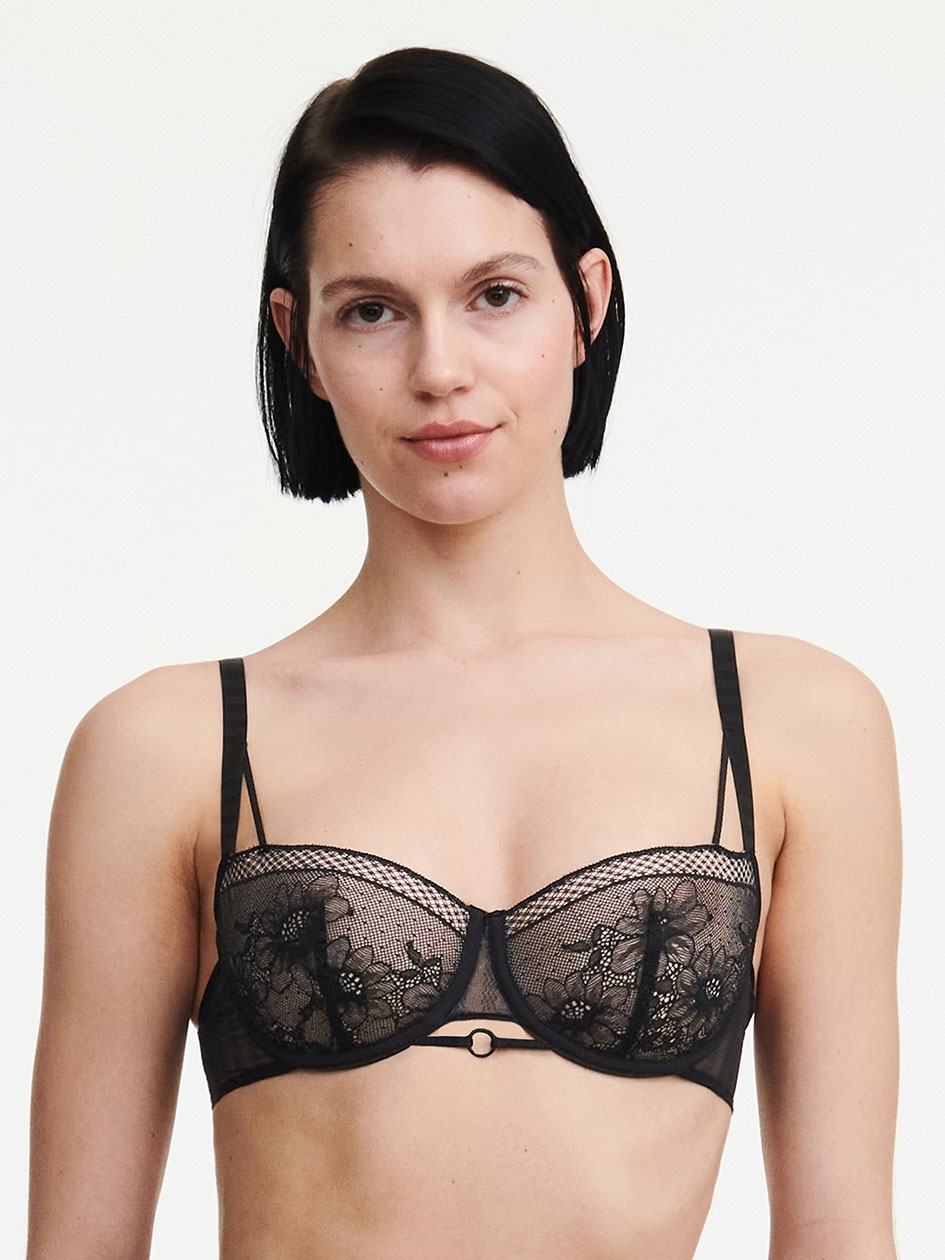 Black Women Chantelle Rebecca Demi Bras | OZG4519KM