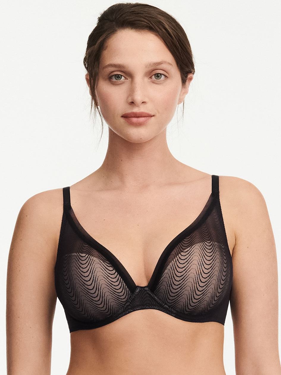 Black Women Chantelle Romane Plunge T-Shirt Bra | OWO5862NE