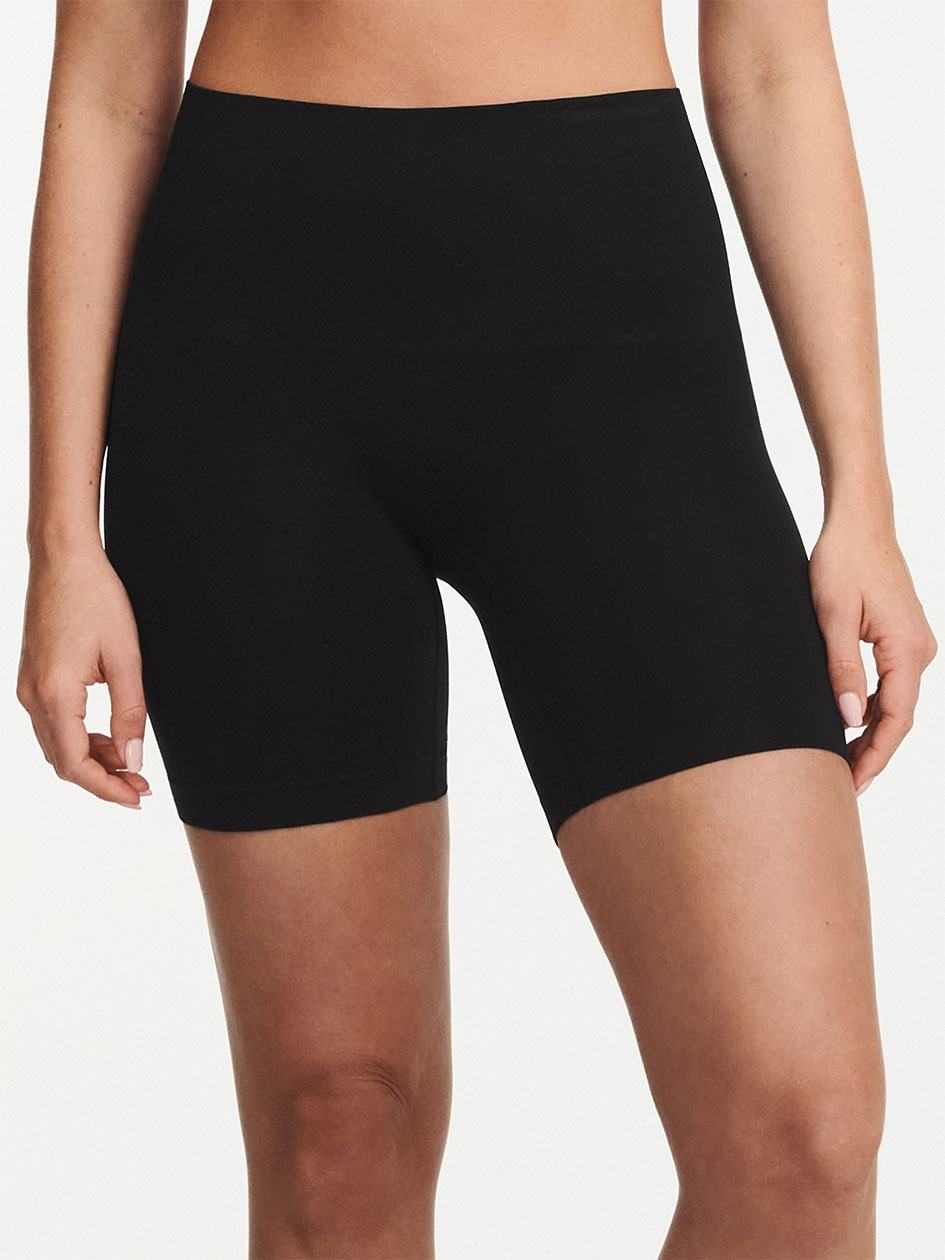 Black Women Chantelle Smooth Comfort High Waist Mid-Thigh Light Shaping Shorts | HWP4151HJ