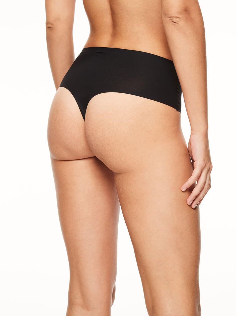 Black Women Chantelle SoftStretch High Waist Thong Panty | DLR6014LI