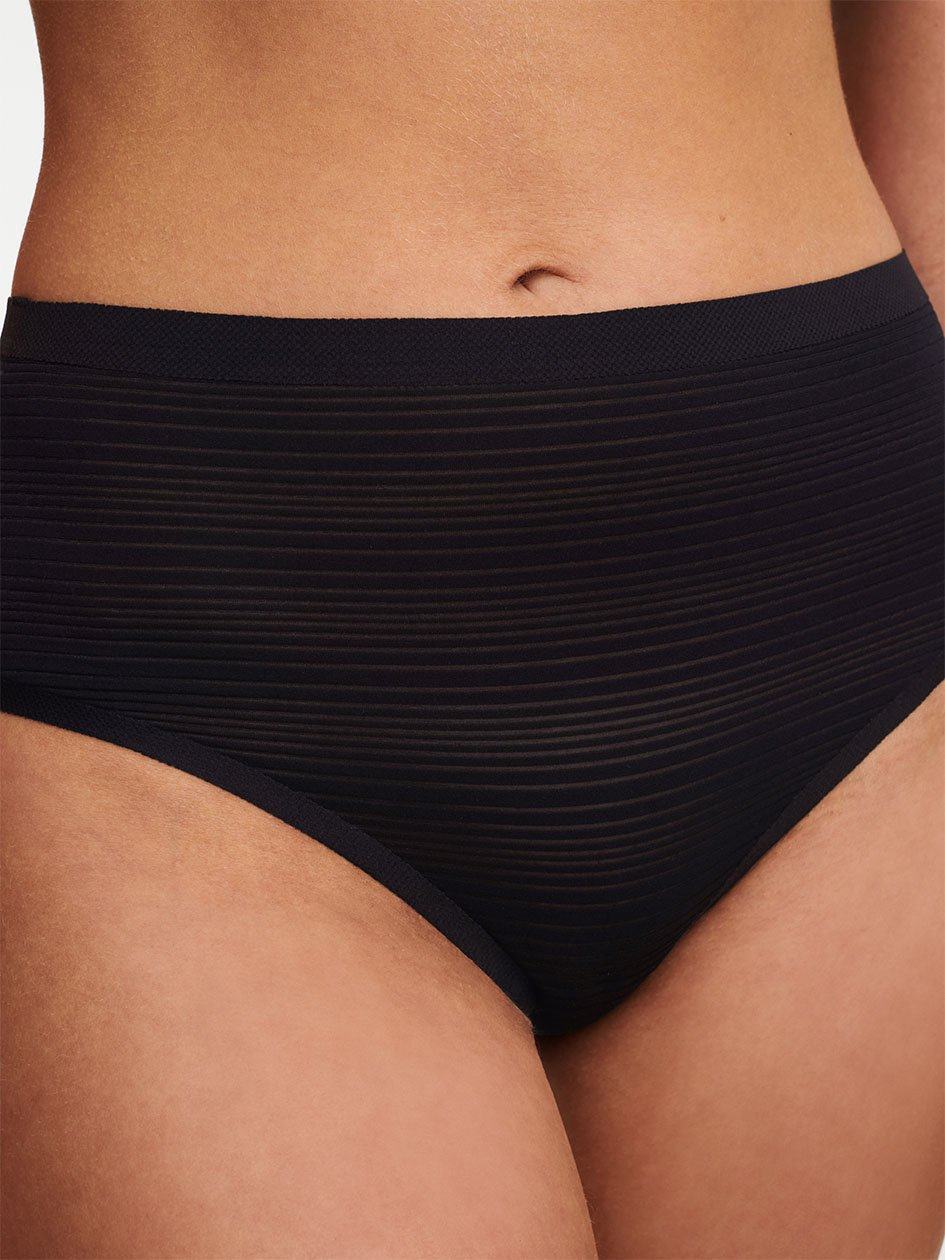 Black Women Chantelle SoftStretch Stripes High Waist Thong Panty | KBR9229JD