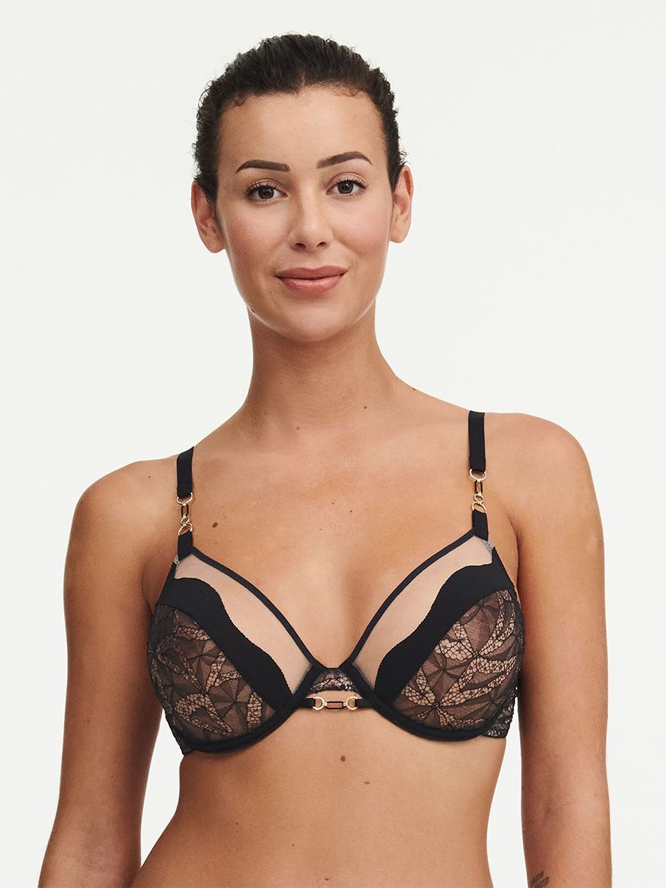 Black Women Chantelle Spark Lace Underwire Unlined Bra | WTR5689AY