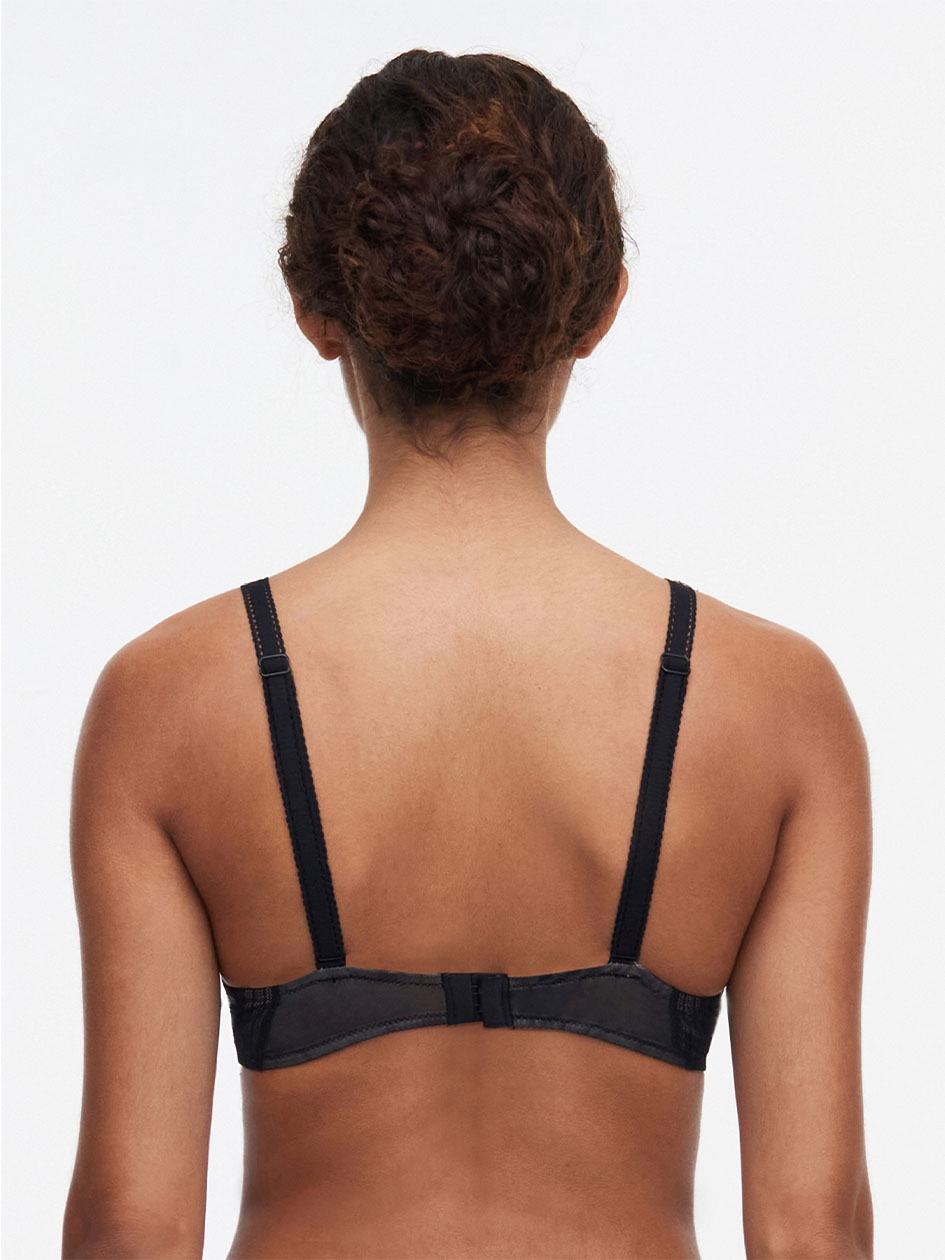 Black Women Chantelle True Lace Comfort Plunge Bras | BSW1850UX