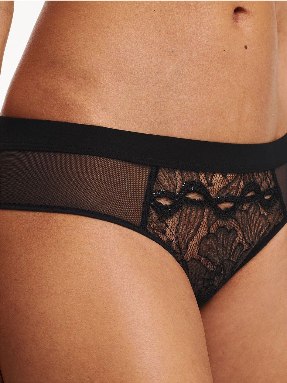 Black Women Chantelle Xtravagant Lace Hipster Panty | TWS5025BJ