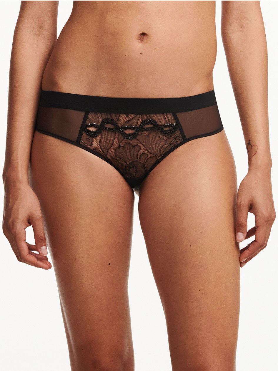 Black Women Chantelle Xtravagant Lace Hipster Panty | TWS5025BJ