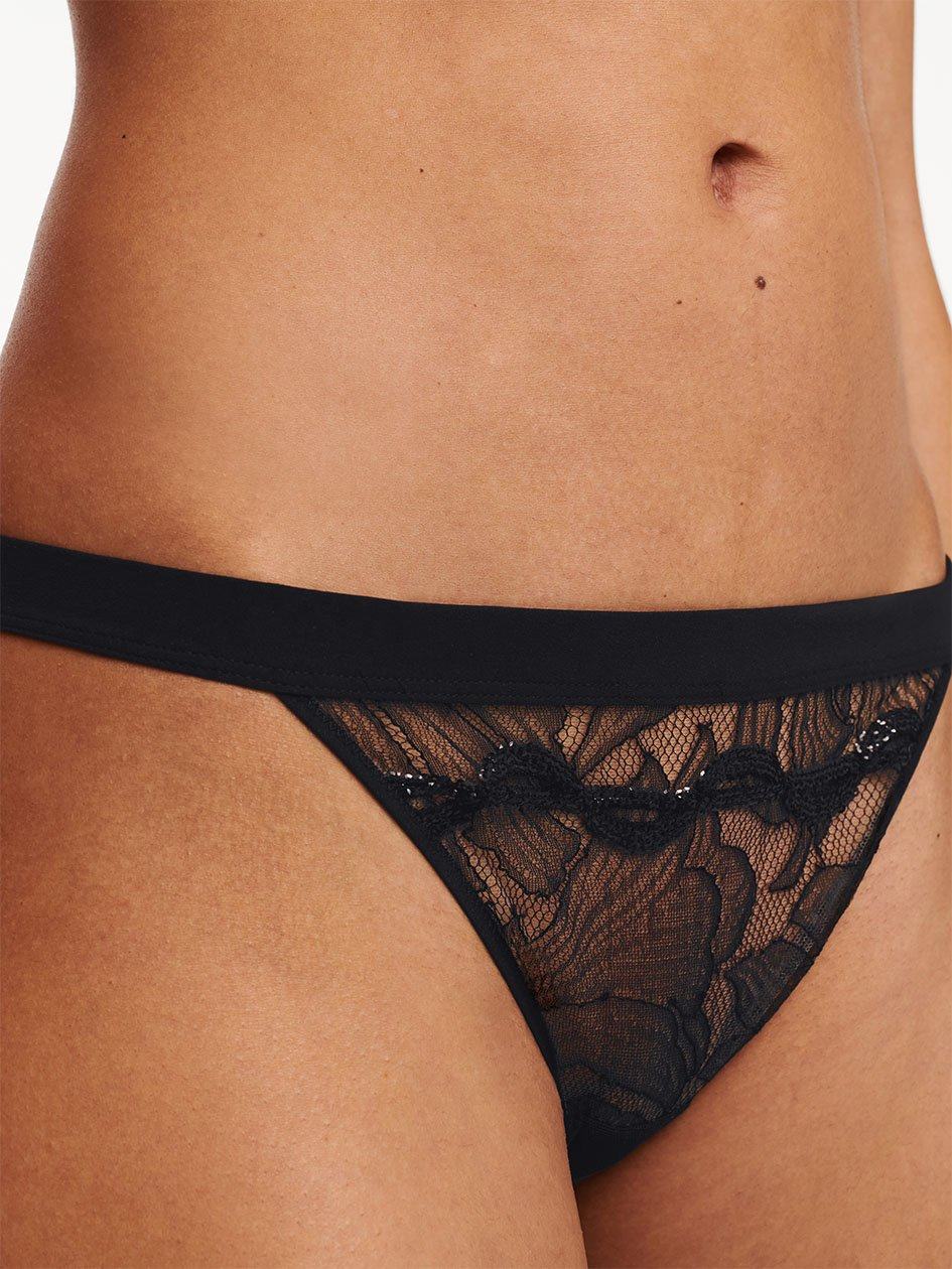 Black Women Chantelle Xtravagant Lace Thong Panty | BER2610UF