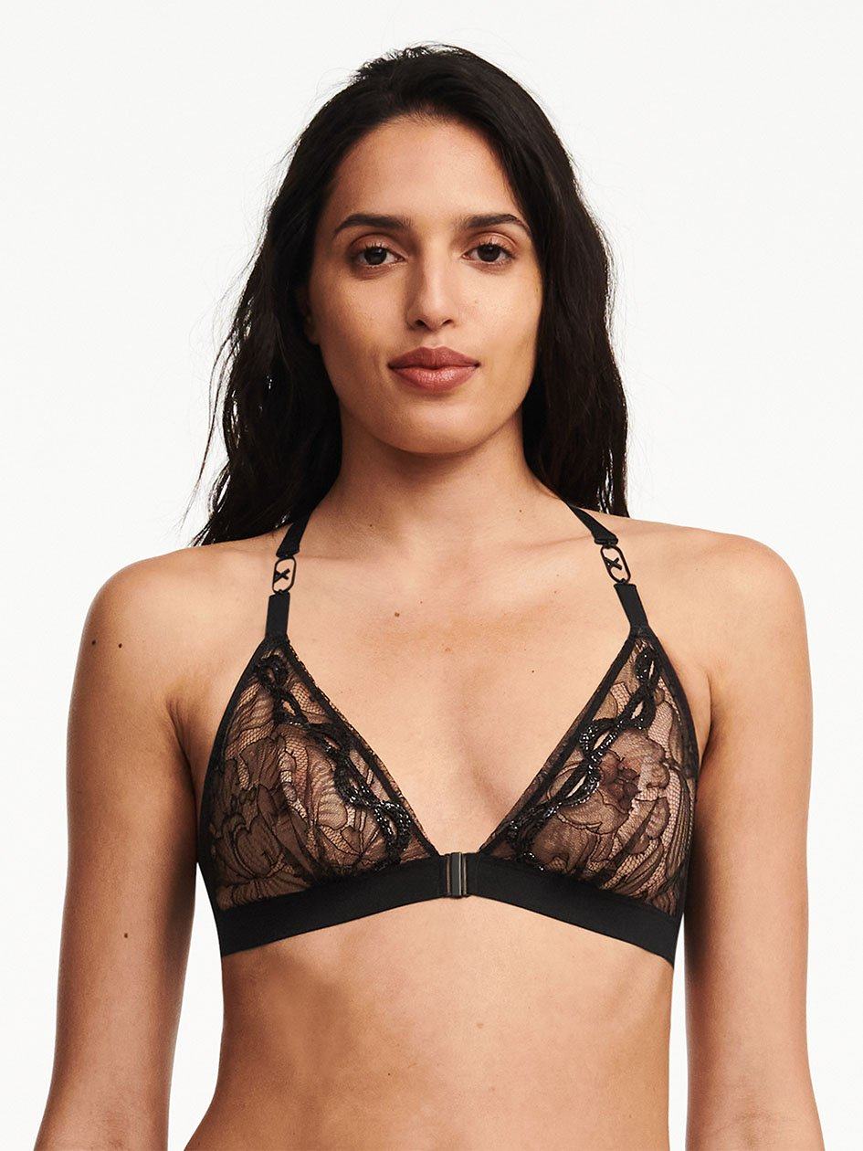 Black Women Chantelle Xtravagant Lace Wireless Unlined Bra | NFV7239DL