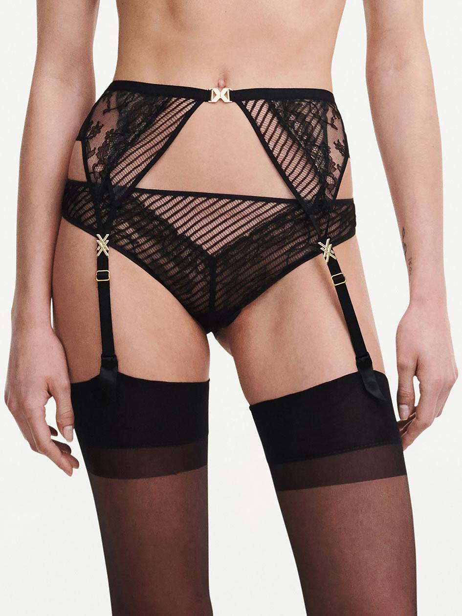 Black Women Chantelle tXture Garter Belts | CAX7764AT