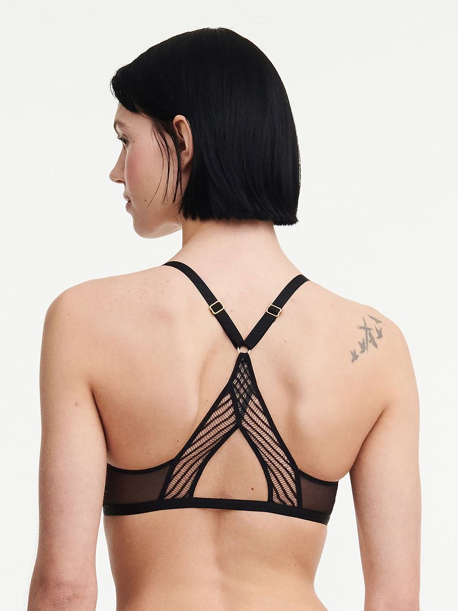 Black Women Chantelle tXture Wirefree Triangle Bralettes | ORZ9870BF