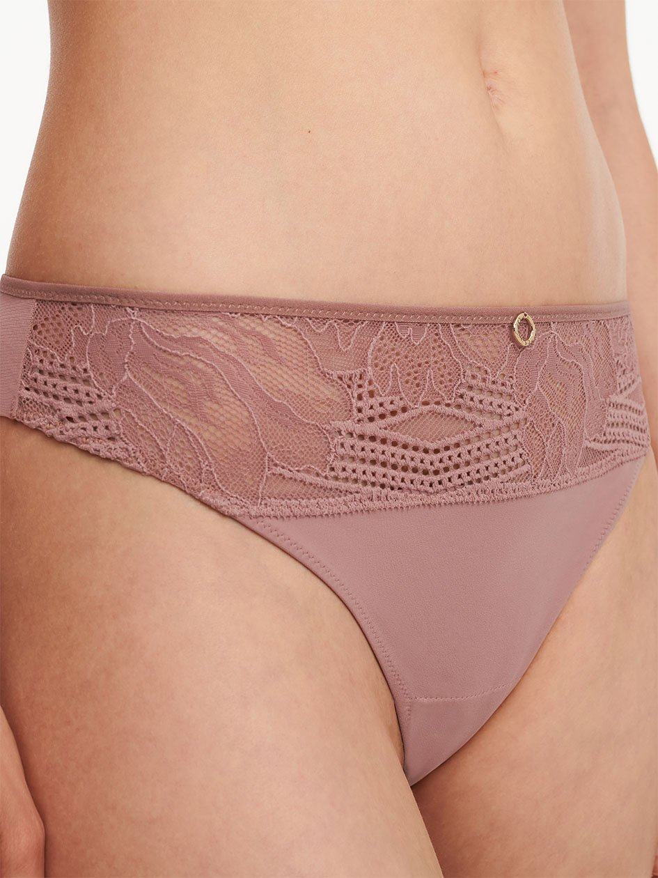 Brown Women Chantelle Naya Lace Thong Panty | NVM3498WI