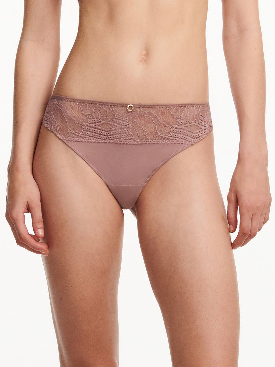 Brown Women Chantelle Naya Lace Thong Panty | NVM3498WI