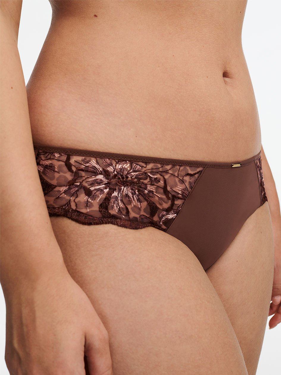 Dark Brown Leopard Women Chantelle Fleurs Bikini Bottoms | CSV7546WR