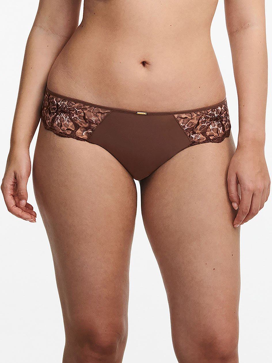 Dark Brown Leopard Women Chantelle Fleurs Bikini Bottoms | CSV7546WR