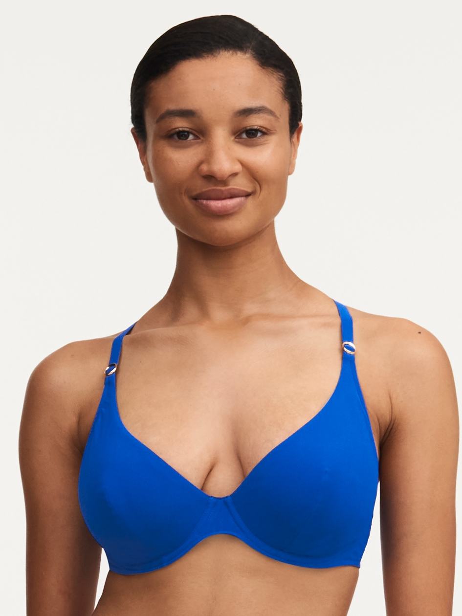 Deep Blue Women Chantelle Celestial Plunge Underwire Swim Bikini Tops | YPF3317EB