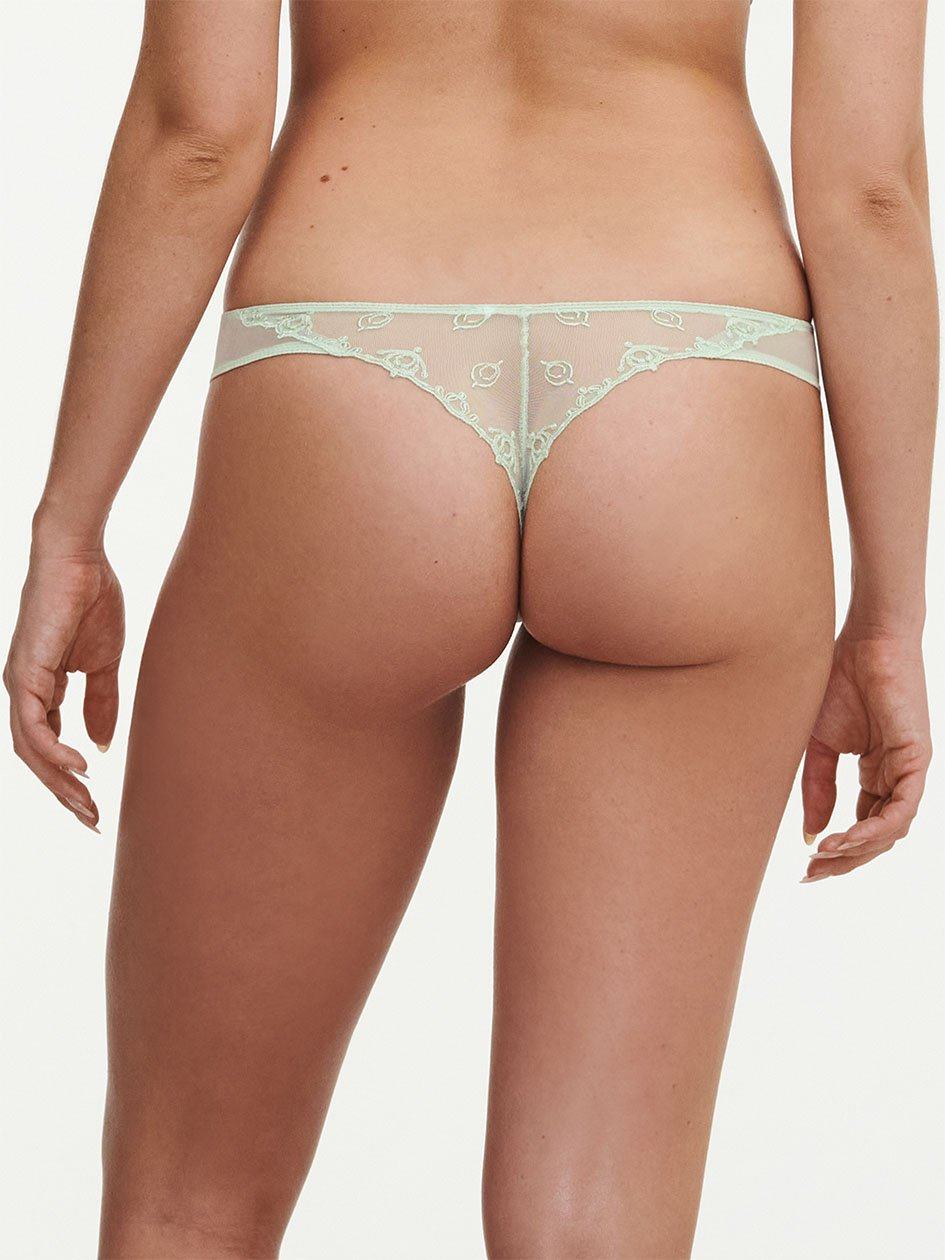 Green Women Chantelle Champs Elysees Lace Thong Panty | QZC5175FD