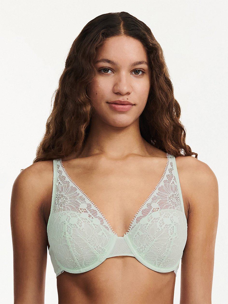 Green Women Chantelle Day to Night Lace Lightweight Plunge Bras | HHS4119XM