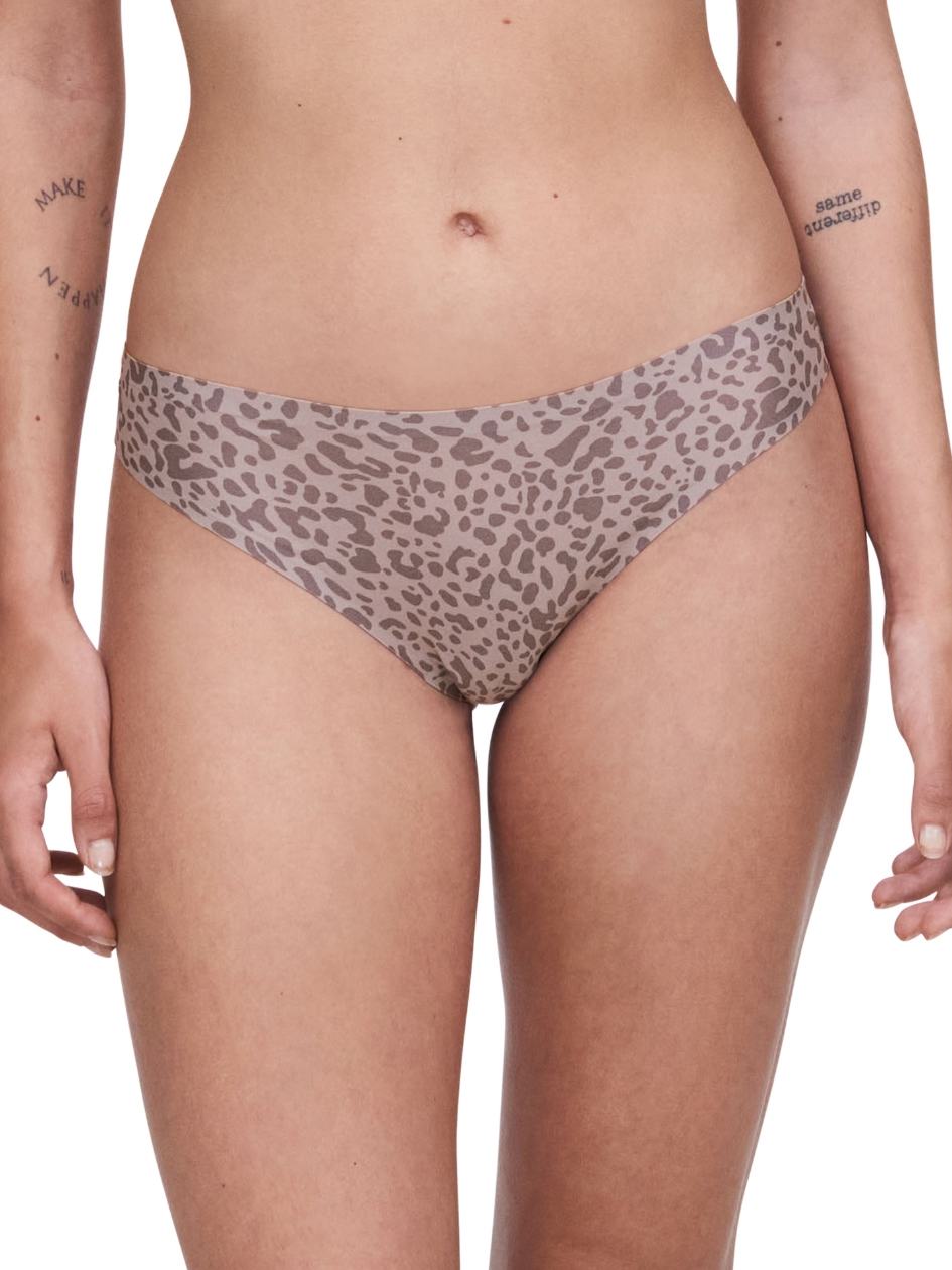 Grey Brown Leopard Women Chantelle SoftStretch Thong Panty | ZHS929UY