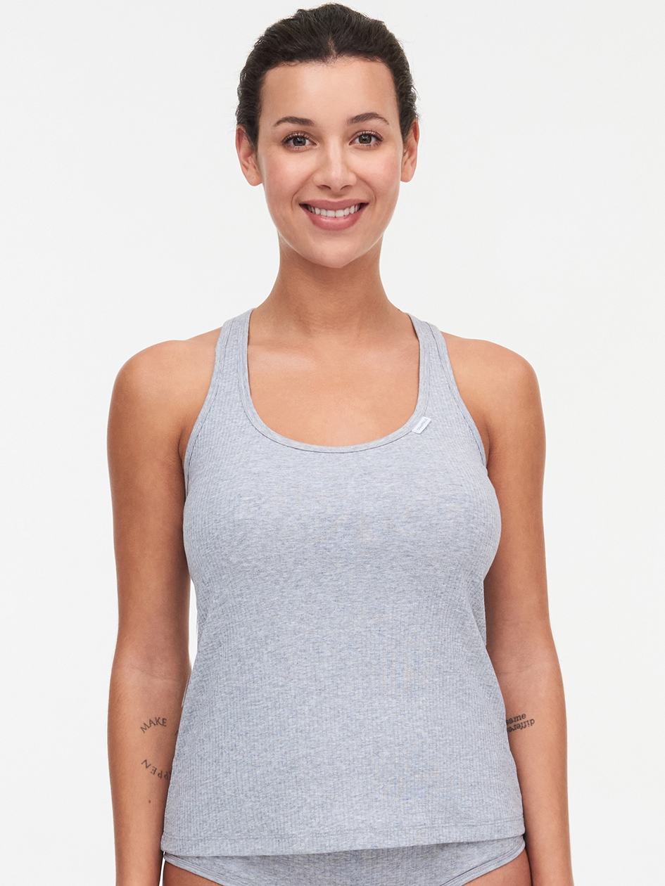 Grey Women Chantelle Cotton Comfort Tank Top | GDK6887BM