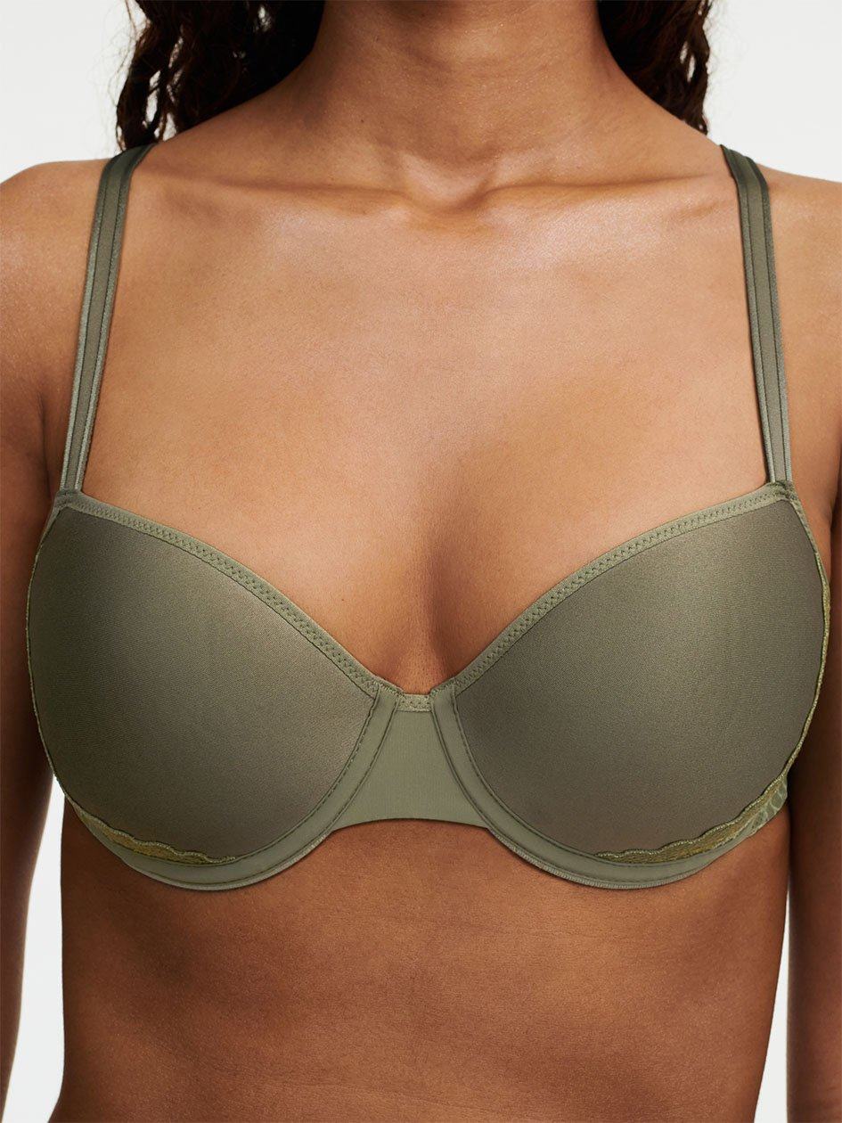 Khaki Green Women Chantelle Pila Demi Memory Foam Bras | WYF4157LB