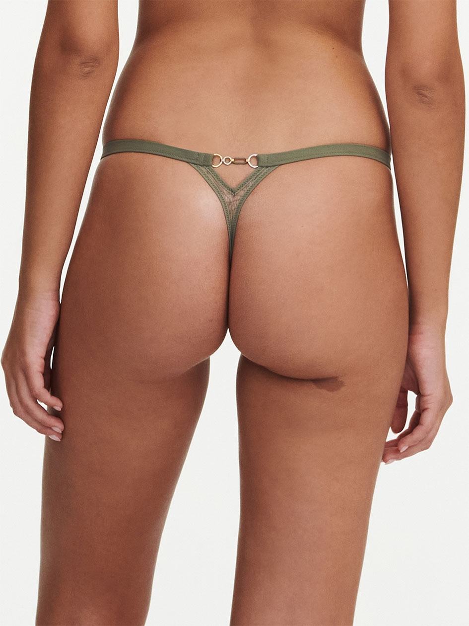 Khaki Green Women Chantelle Spark Thong Panty | IXH8939XL