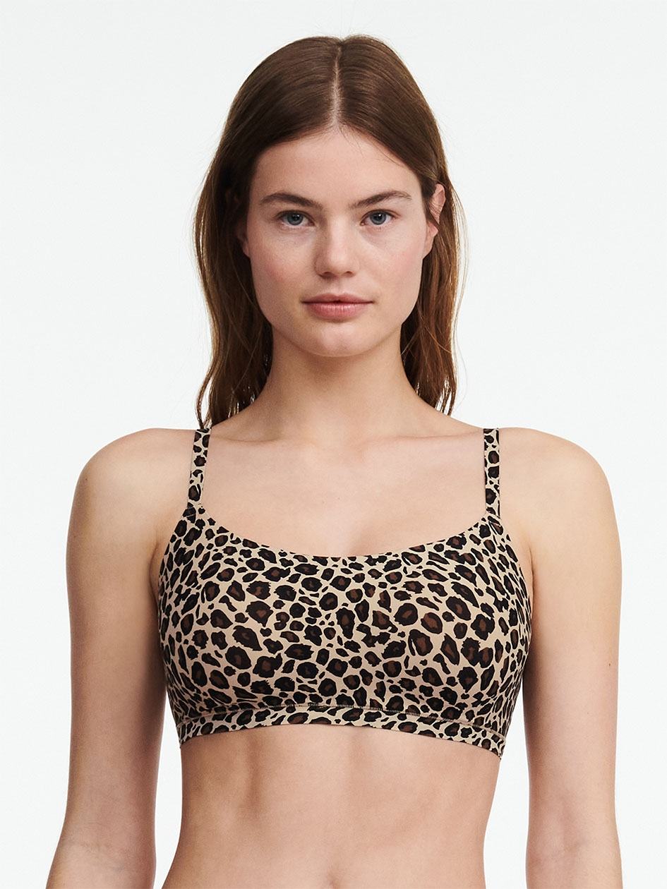 Leopard Beige Women Chantelle SoftStretch Scoop Bralettes | CFZ759NY