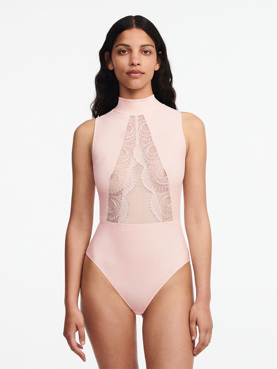 Pink Women Chantelle Mystic Dream Lace Bodysuit | MNH2753YG