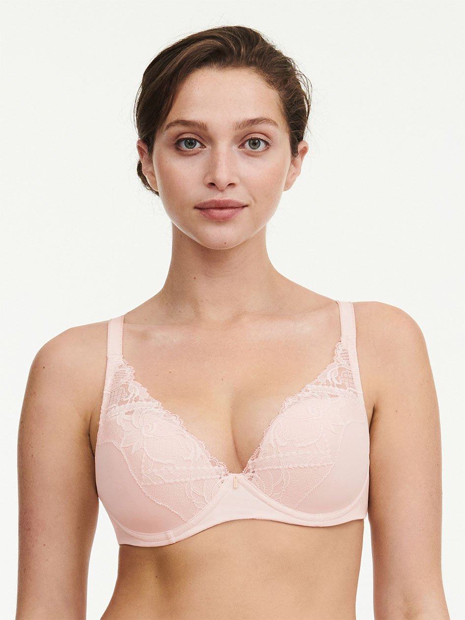 Pink Women Chantelle Orangerie Dream Lace Contour Plunge Bras | FKH7965TU