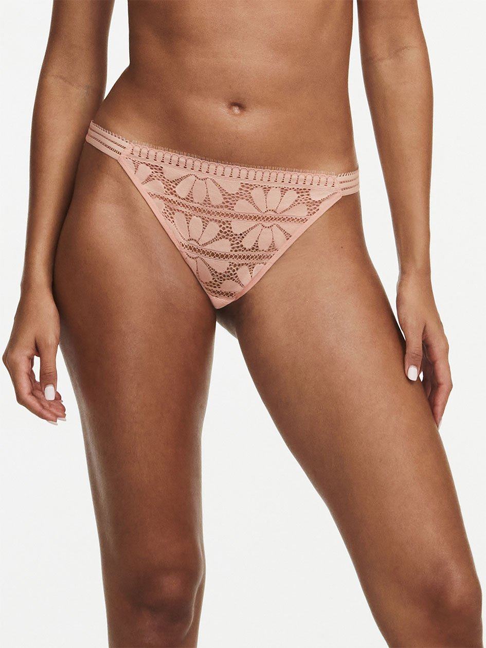 Pink Women Chantelle Sofie Lace Thong Panty | JII2739HZ