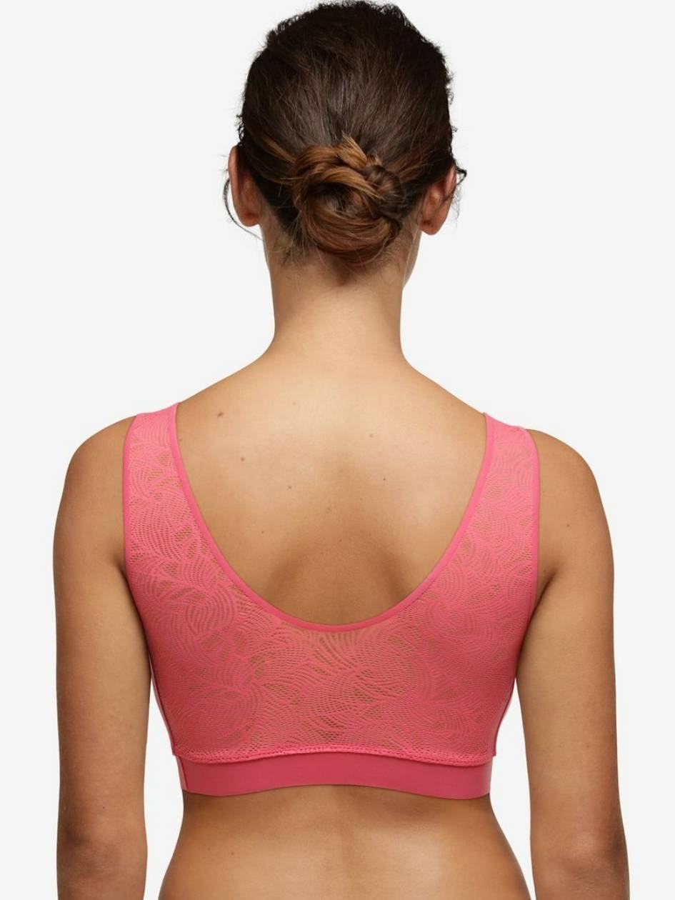 Pink Women Chantelle SoftStretch Padded Top with Lace Sports Bra | UKF3762VG