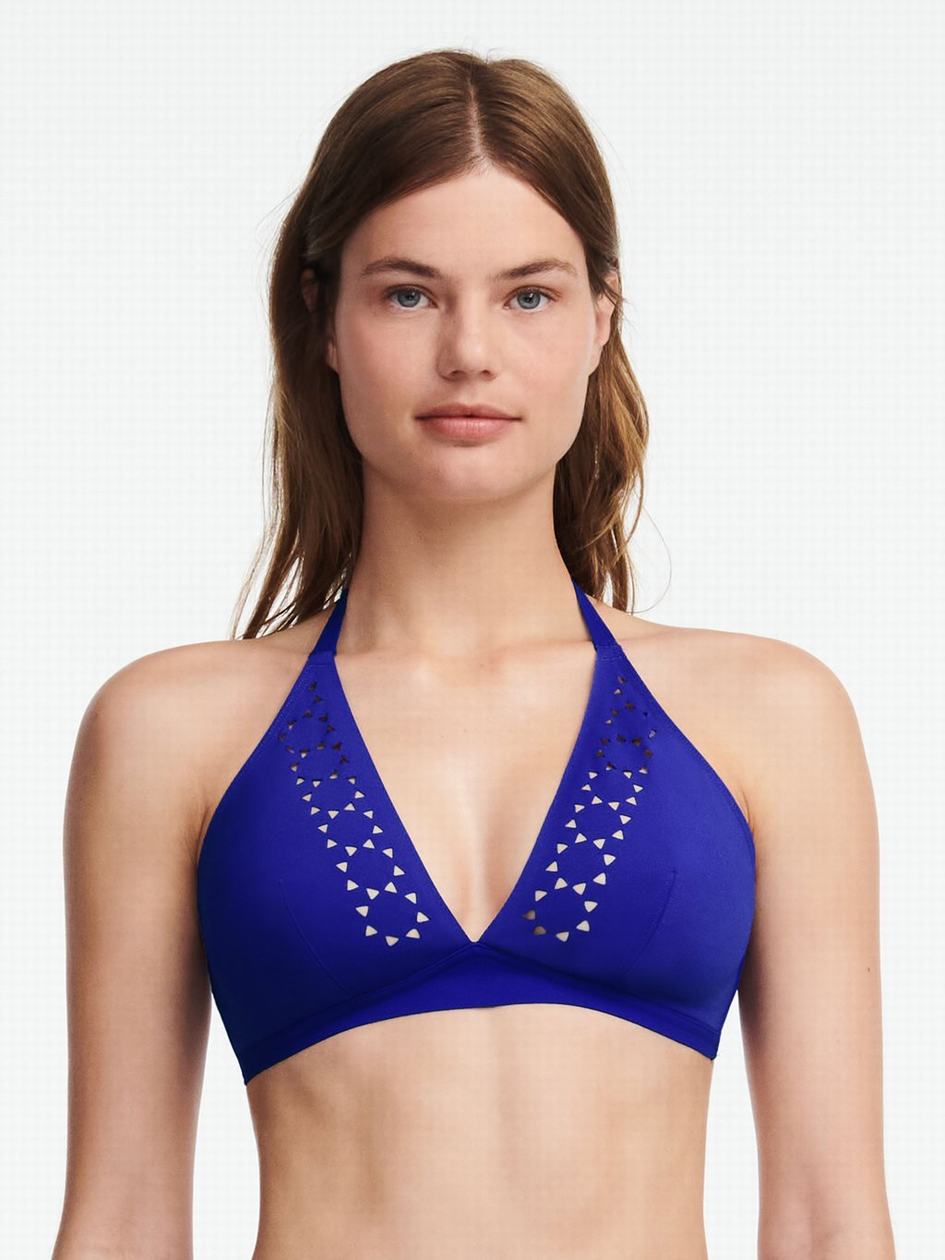 Purple Blue Women Chantelle Pure Solar Triangle Swim Bikini Tops | BCY7066FG