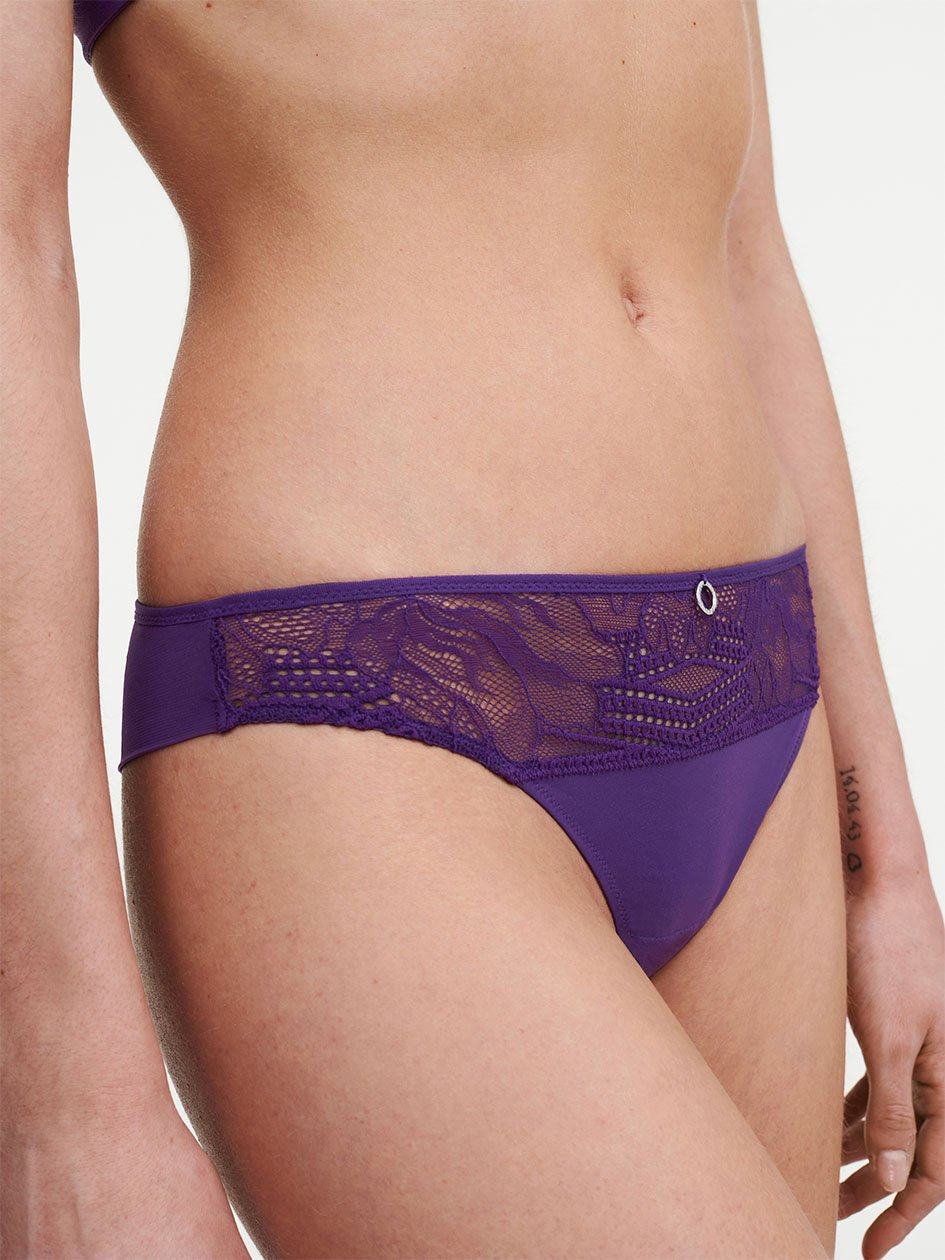 Purple Women Chantelle Naya Lace Thong Panty | HBP746NP