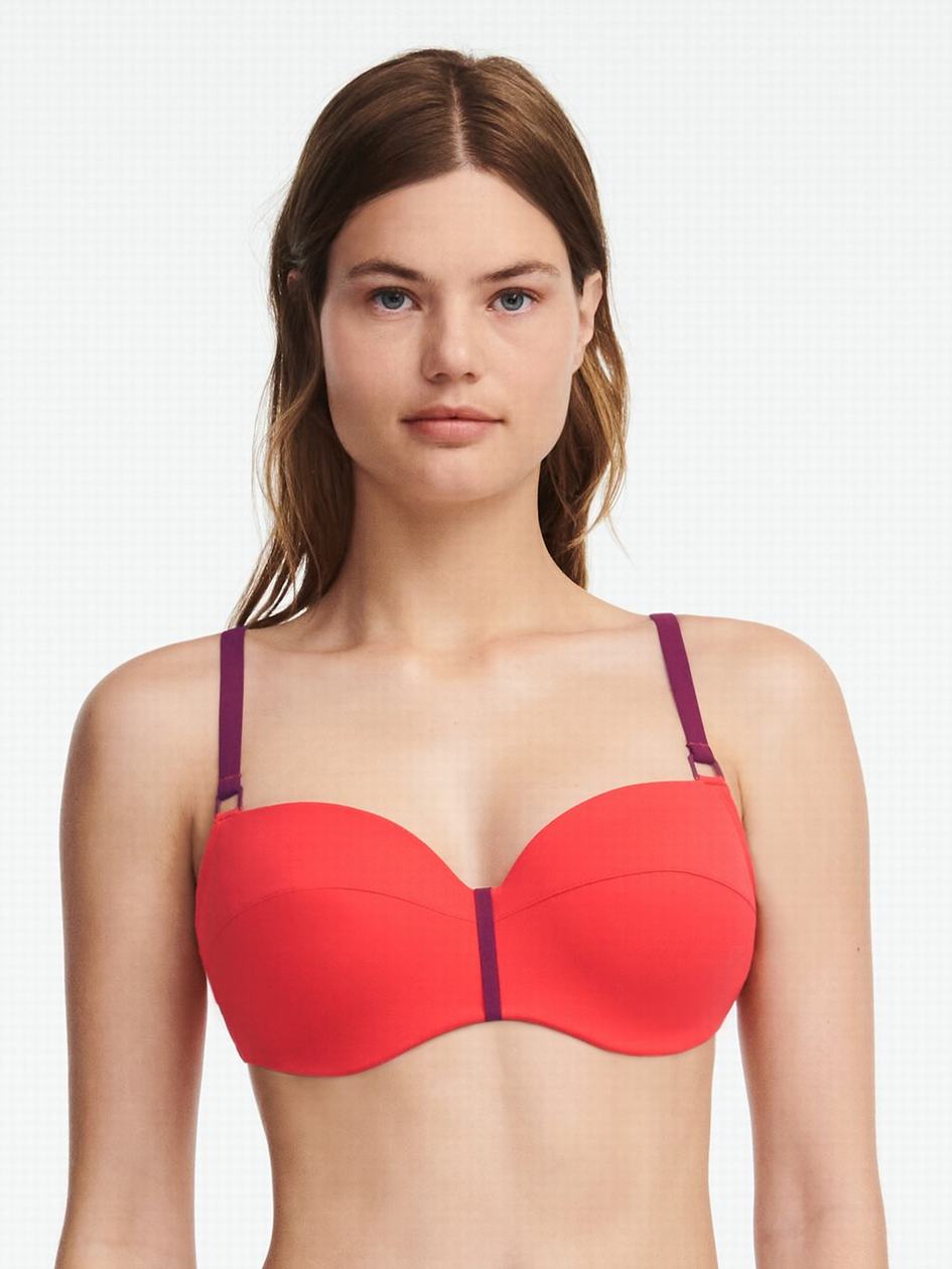 Red Orange Women Chantelle Authentic Demi Swim Bikini Tops | POY3984WS