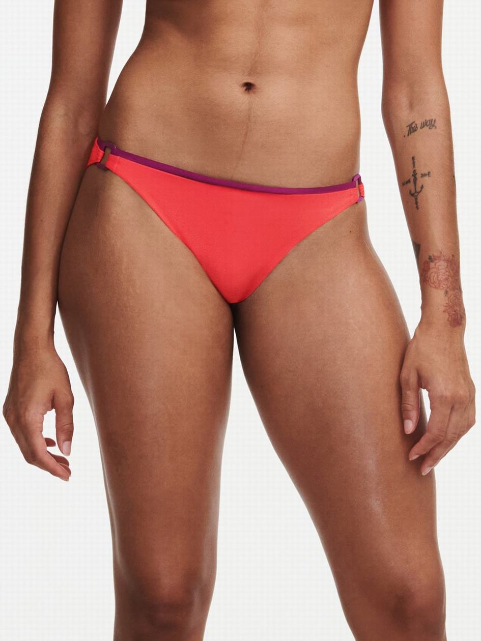 Red Orange Women Chantelle Authentic Swim Bikini Bottoms | YAY9539RE