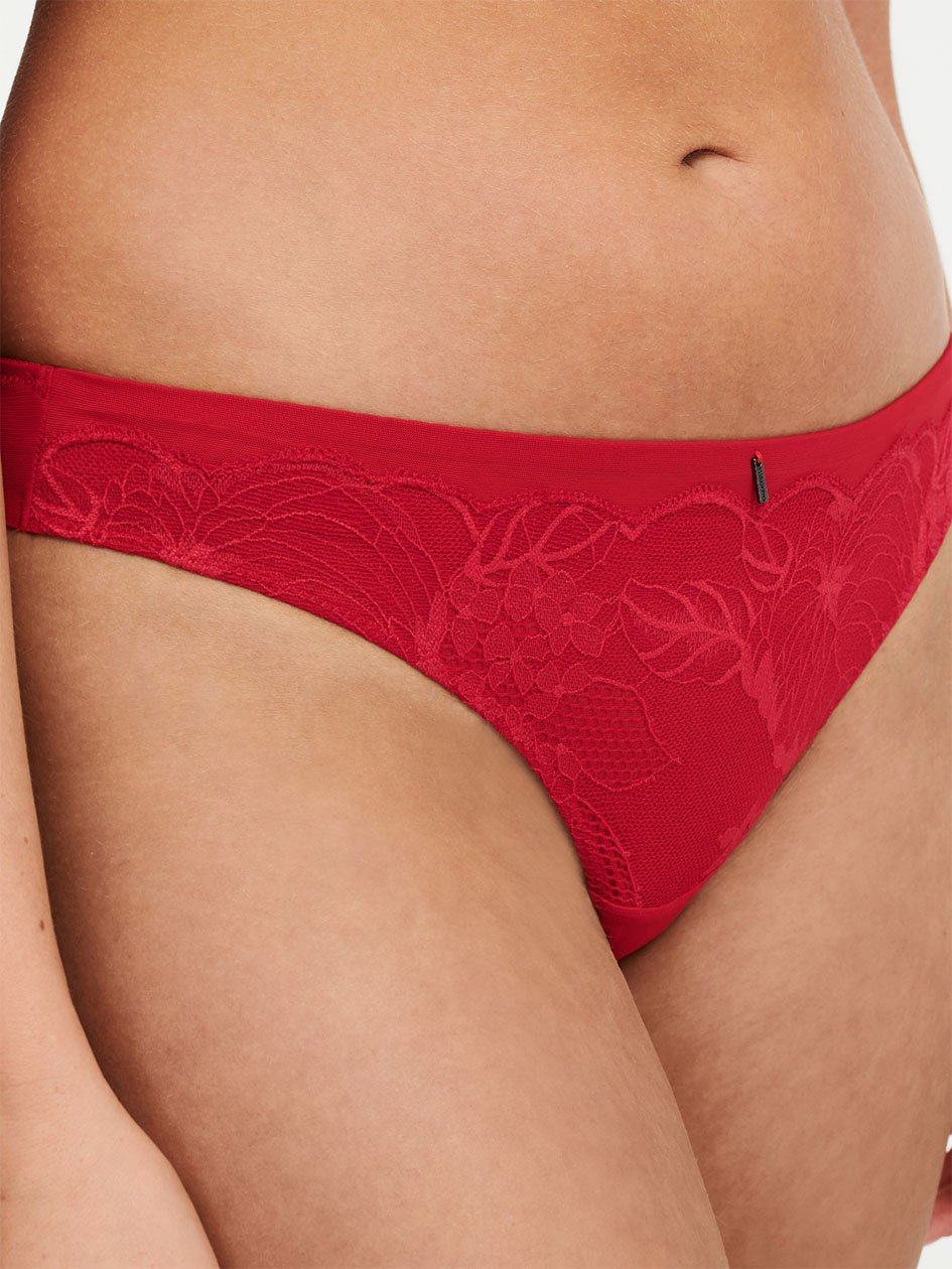 Red Women Chantelle Midnight Flowers Thong Panty | EIY8295BM