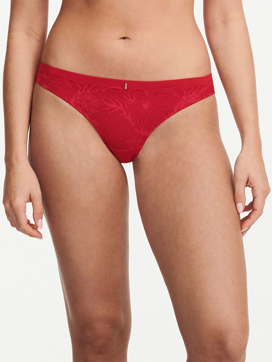 Red Women Chantelle Midnight Flowers Thong Panty | EIY8295BM