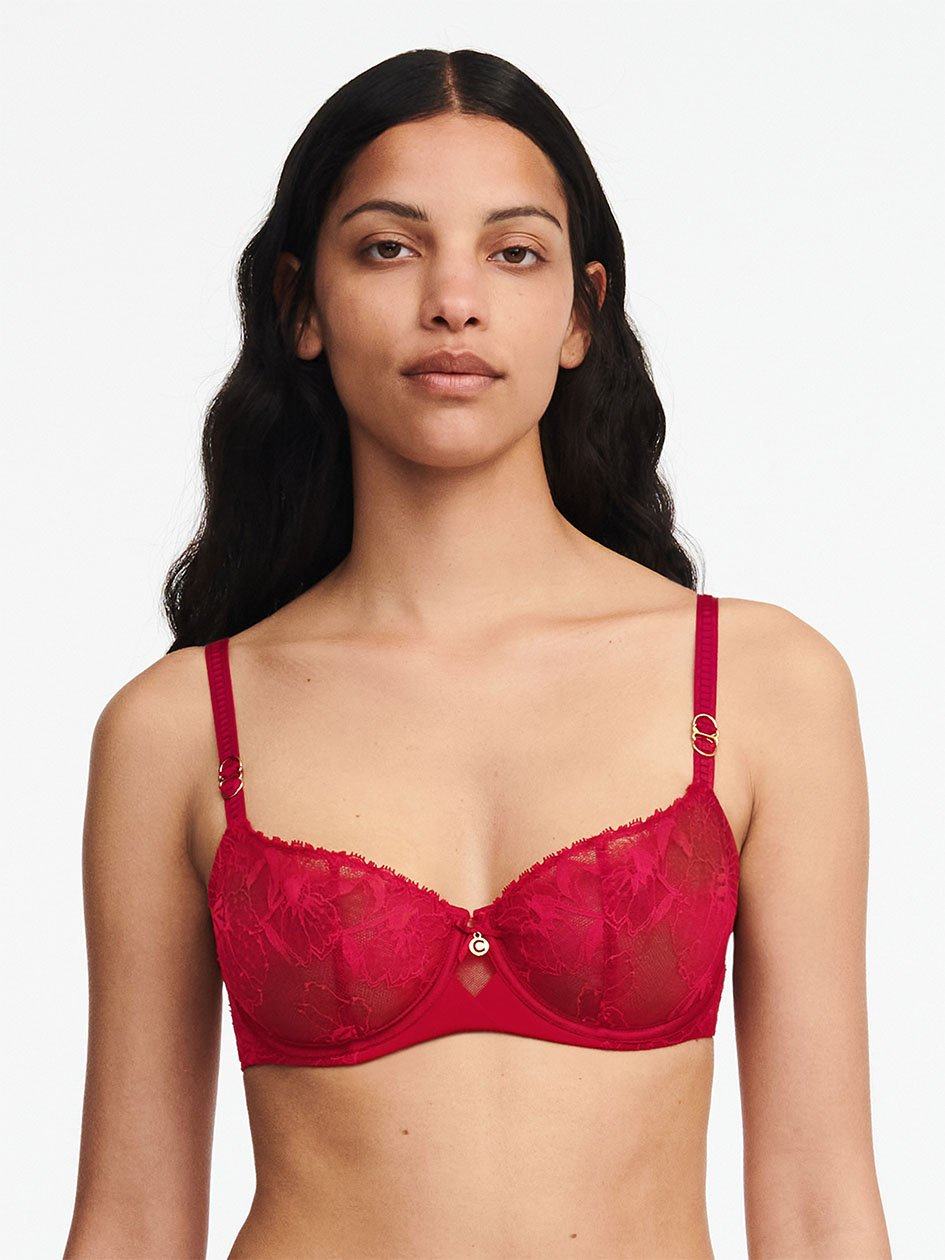 Red Women Chantelle Orchids Demi Bras | RXQ3981QK