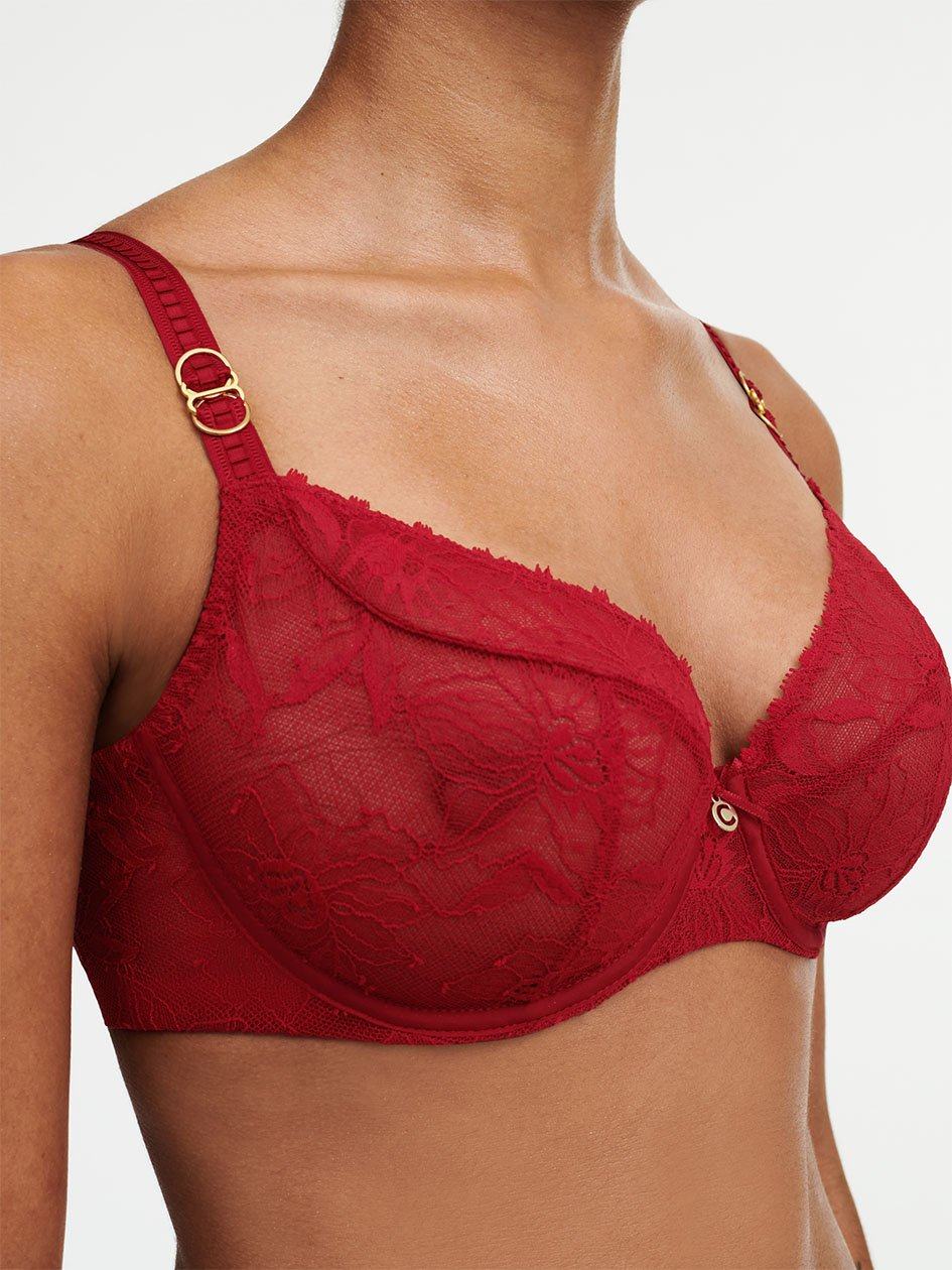 Red Women Chantelle Orchids Plunge Unlined Bra | TTO7490RG