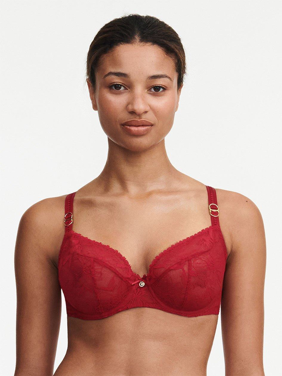 Red Women Chantelle Orchids Plunge Unlined Bra | TTO7490RG