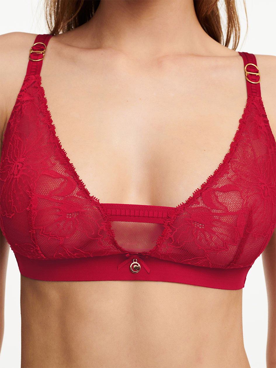 Red Women Chantelle Orchids Wireless Triangle Bras | LDB7056VZ