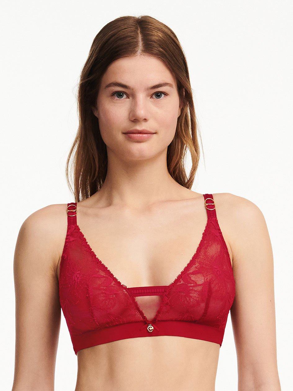 Red Women Chantelle Orchids Wireless Triangle Bras | LDB7056VZ