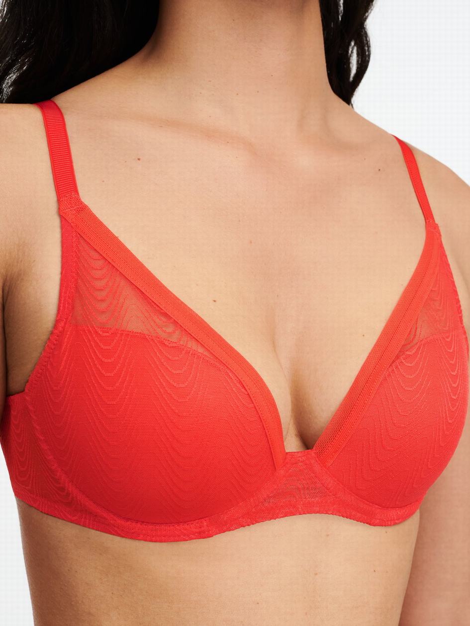 Red Women Chantelle Romane Plunge T-Shirt Bra | WOY566PA