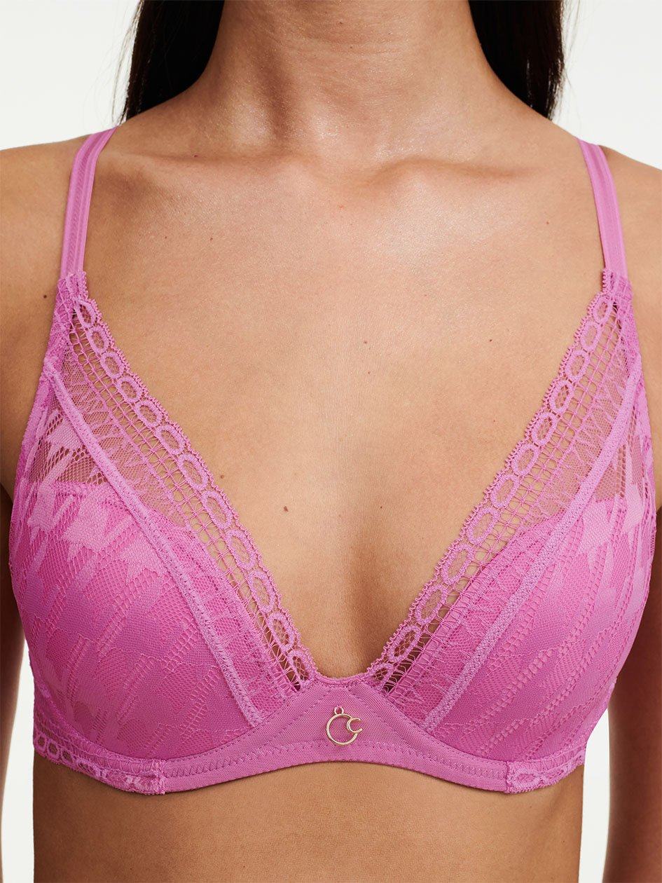 Rose Pink Women Chantelle Impression Lace Plunge Contour Bras | TKU2175AQ