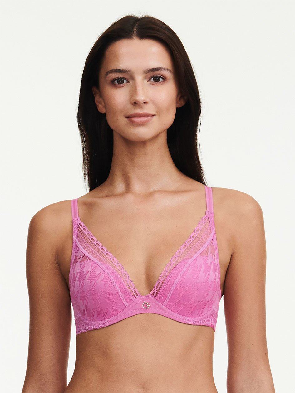 Rose Pink Women Chantelle Impression Lace Plunge Contour Bras | TKU2175AQ