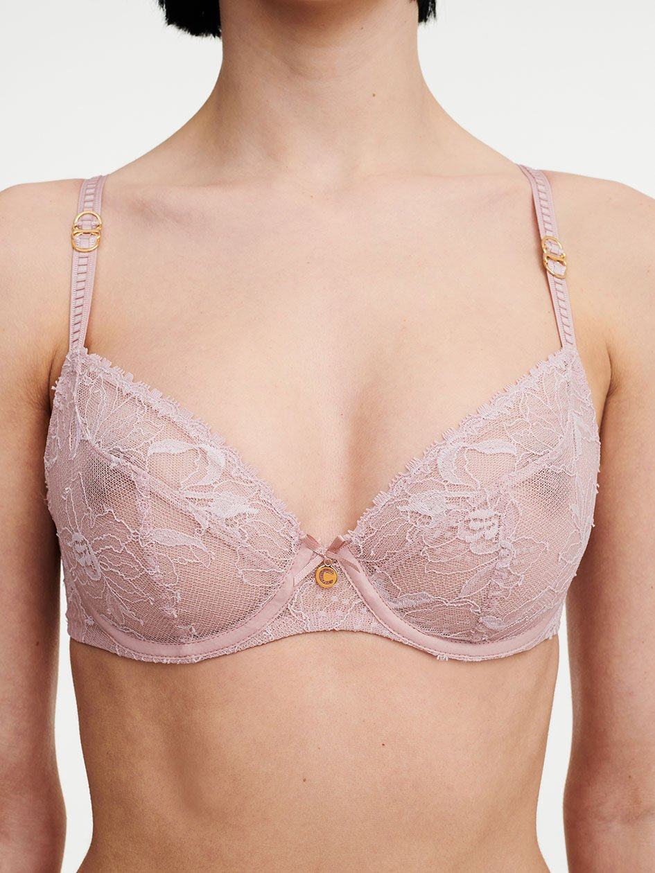 Rose Pink Women Chantelle Orchids Plunge Unlined Bra | WZU2427TQ