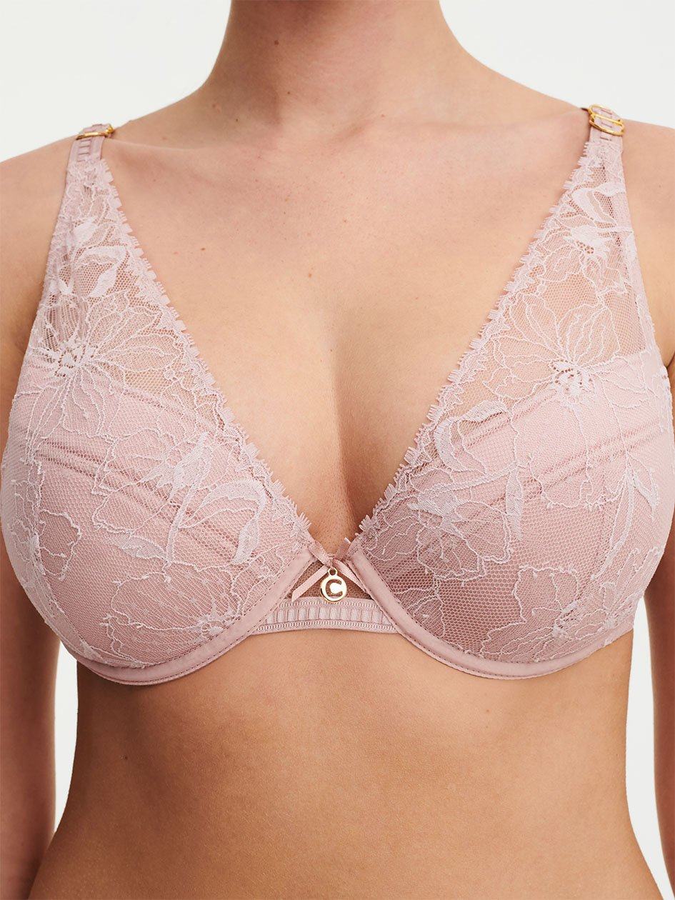 Rose Pink Women Chantelle Orchids Push-up Plunge Bra | KTX543DE