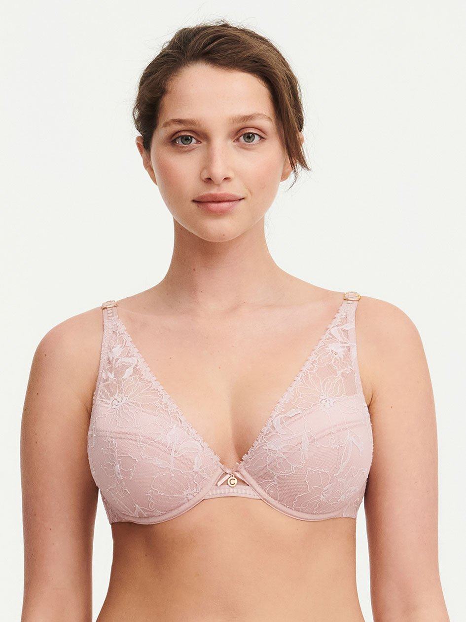 Rose Pink Women Chantelle Orchids Push-up Plunge Bra | KTX543DE